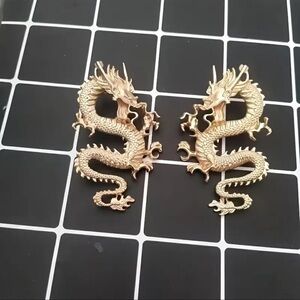 Earrings, Elegant Dragon Earrings, NIP, Big and Bold, Gold tone, Fashion